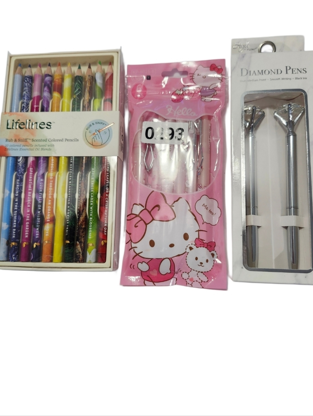 Writing Bundle Scented Color Pencils Hello Kitty Gel Pens & Diamond Pen Set